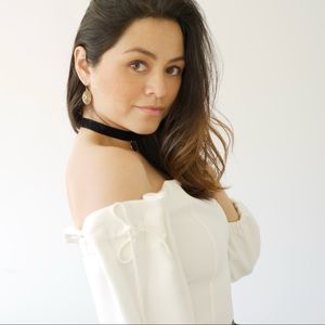 Top Shop Shoulder Crepe Bardot Blouse white Size 6